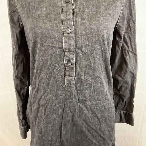Universal Standard Shirt Dress 3XS Muted Black-Gray Half Button Long Sleeve - Picture 2 of 11